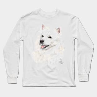 Smiling American Eskimo Eskie Pooch Long Sleeve T-Shirt